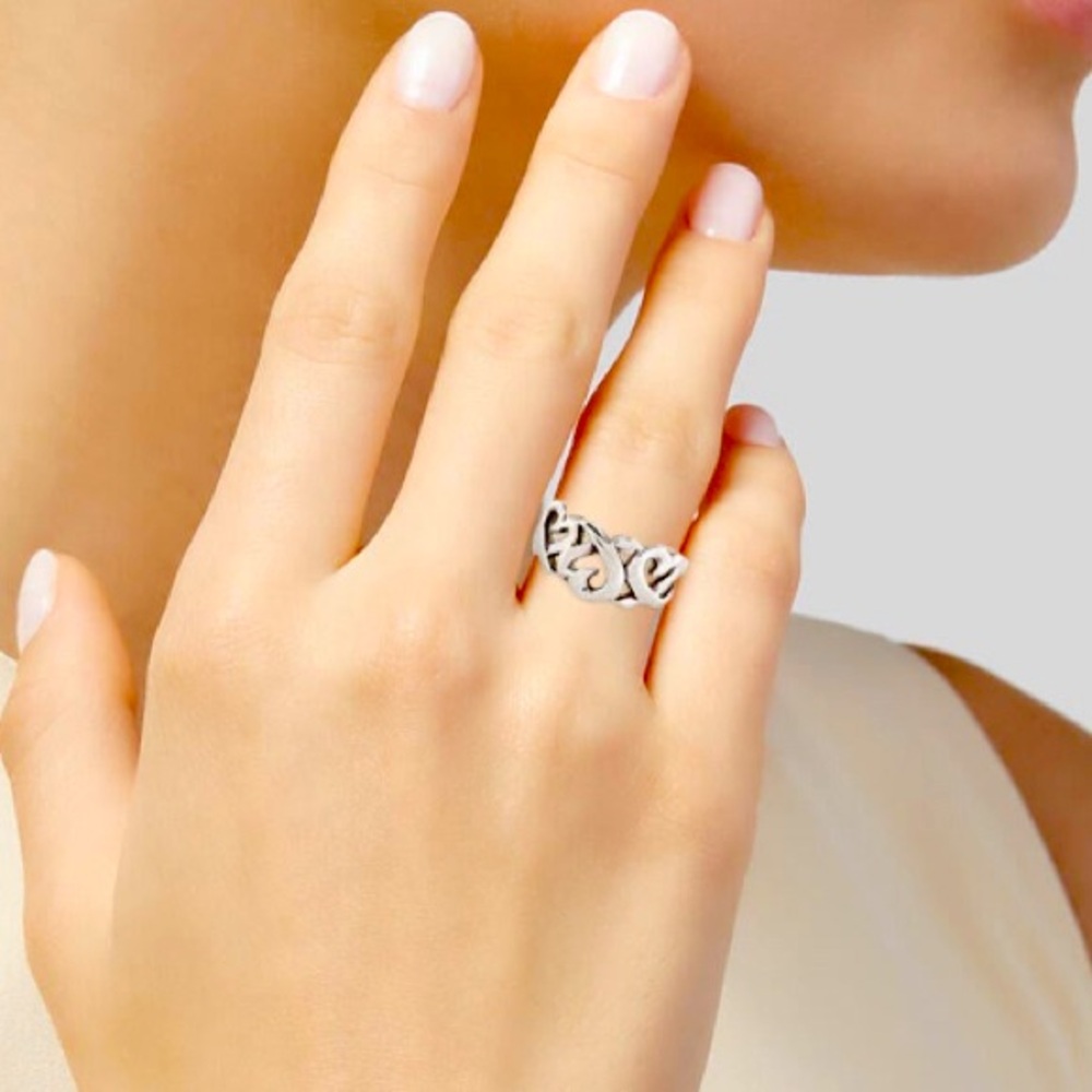Tiffany & Co. Silver Openwork Heart Motif Ring
